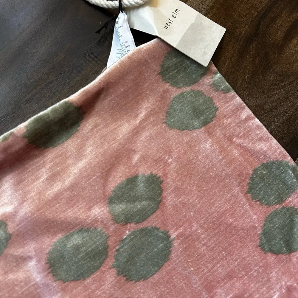 West Elm Pink and greenish / grey dot pillow covers